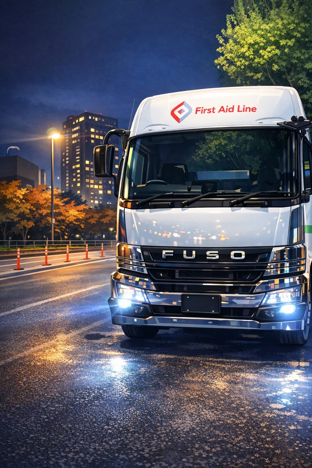 夜間も走る First Aid Line のトラック